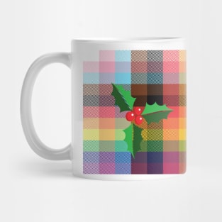 Christmas Mistletoe Rainbow Plaid Mug